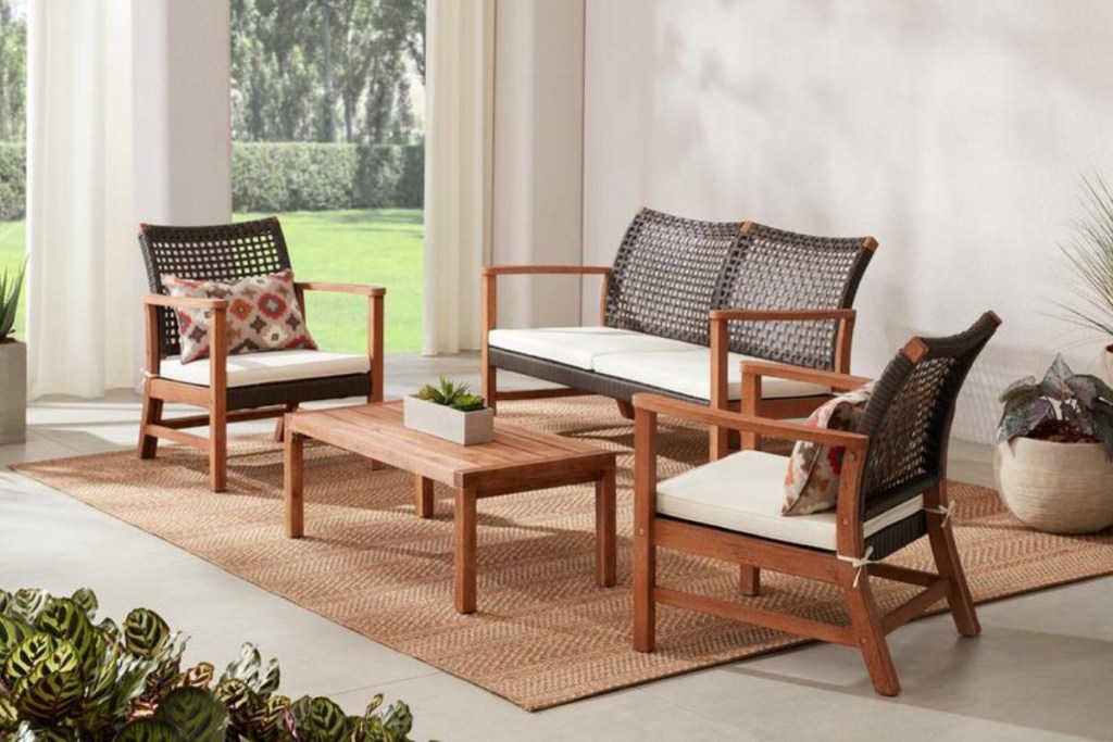 hampton bay acacia wood set 4-piece