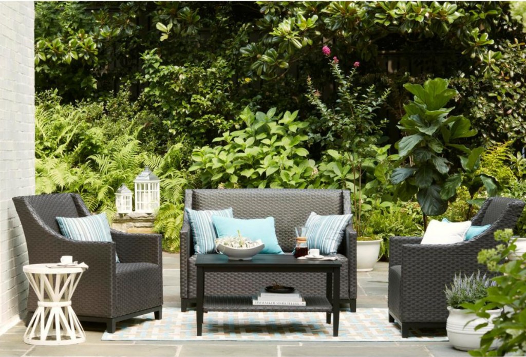 brown wicker furniture on patio outdoors