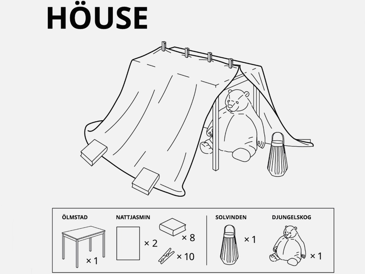 visual instructions and supplies you need to build a fort at home
