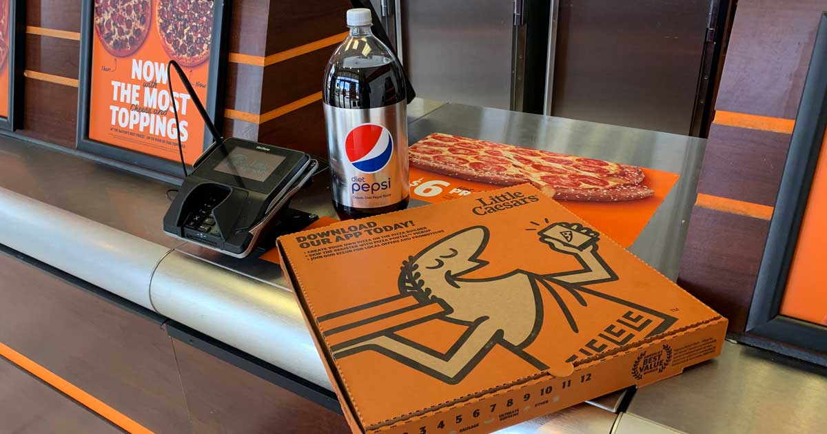 Little Caesars pizza and pepsi 2-liter