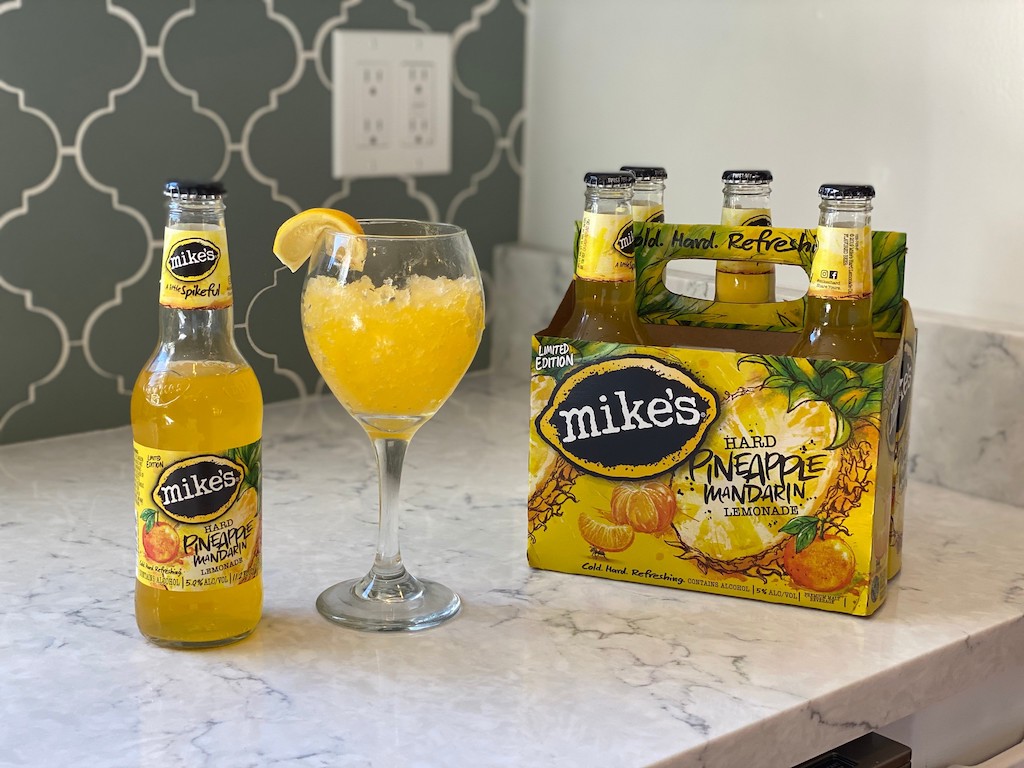 Mikes Hard Pineapple Mandarin Lemonade on counter 