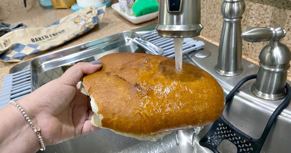 pouring water on a stale loaf