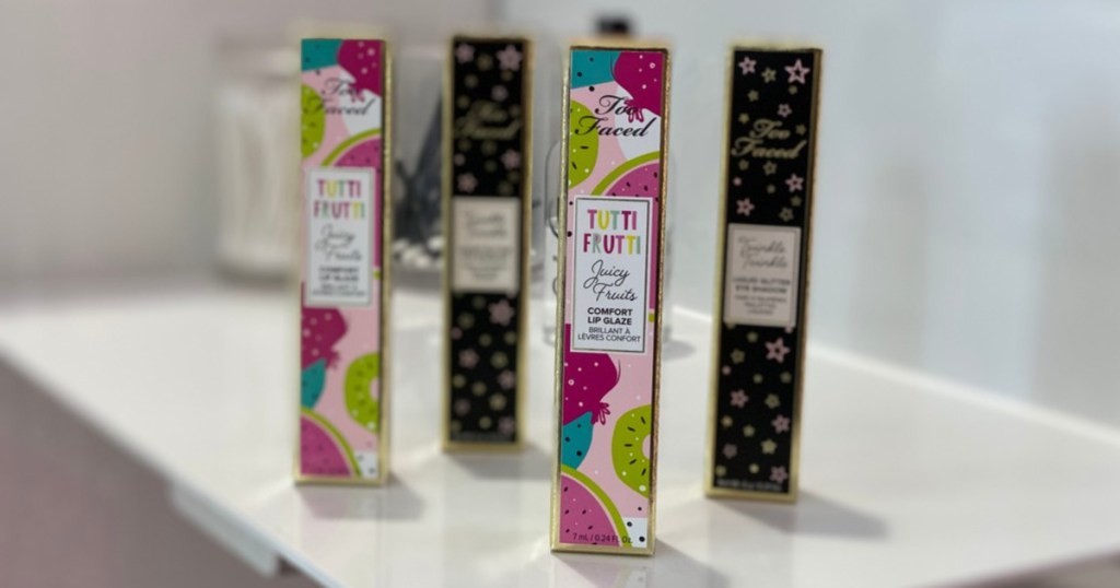 Too Faced Tutti Fruitti lip glosses on display in store