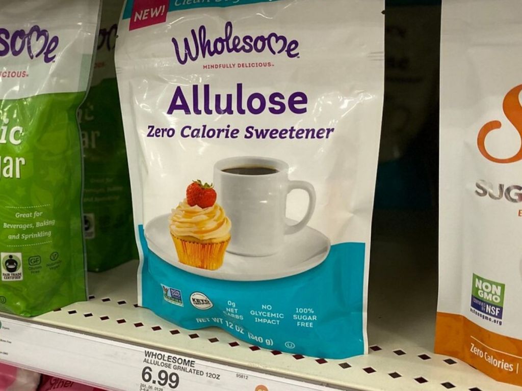Bag of artifical sweetener on store shelf