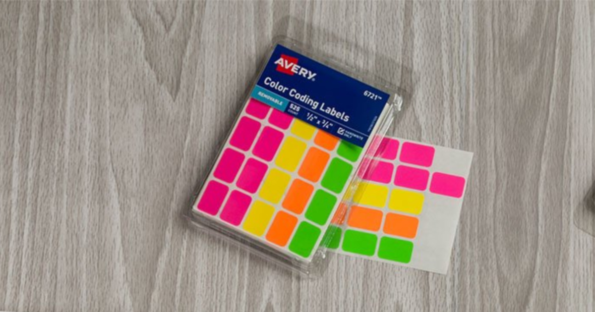 color coded labels on table
