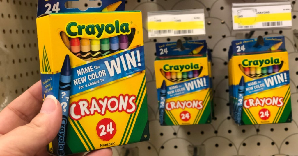 crayola crayons at store in hand