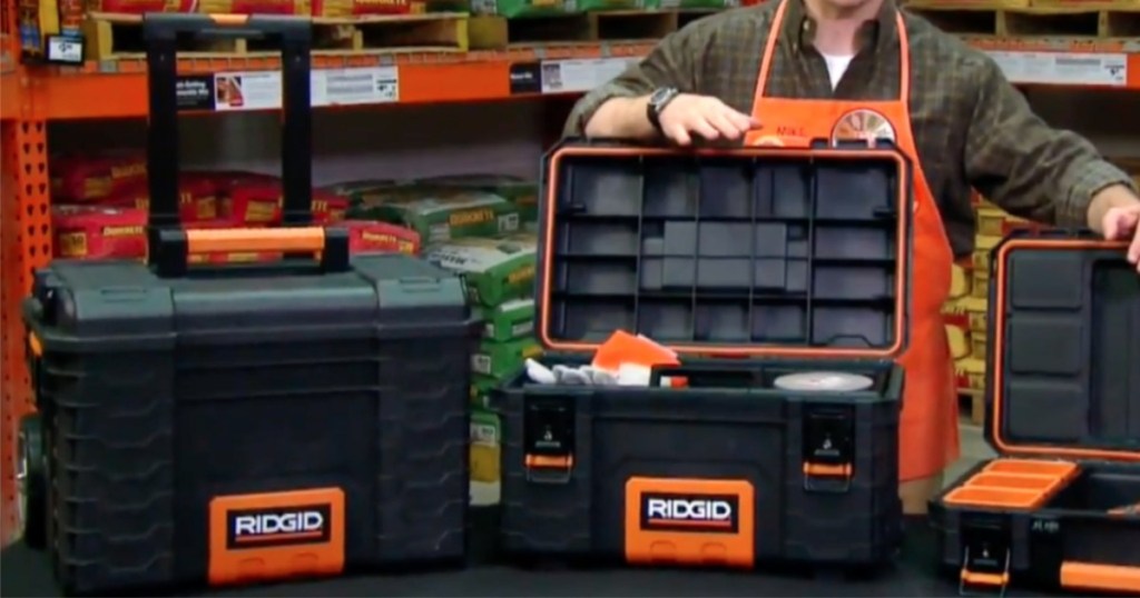 ridgid pro organizer tool box and gear cart black and orange