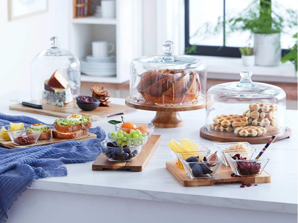 Cake stands on kitchen counter