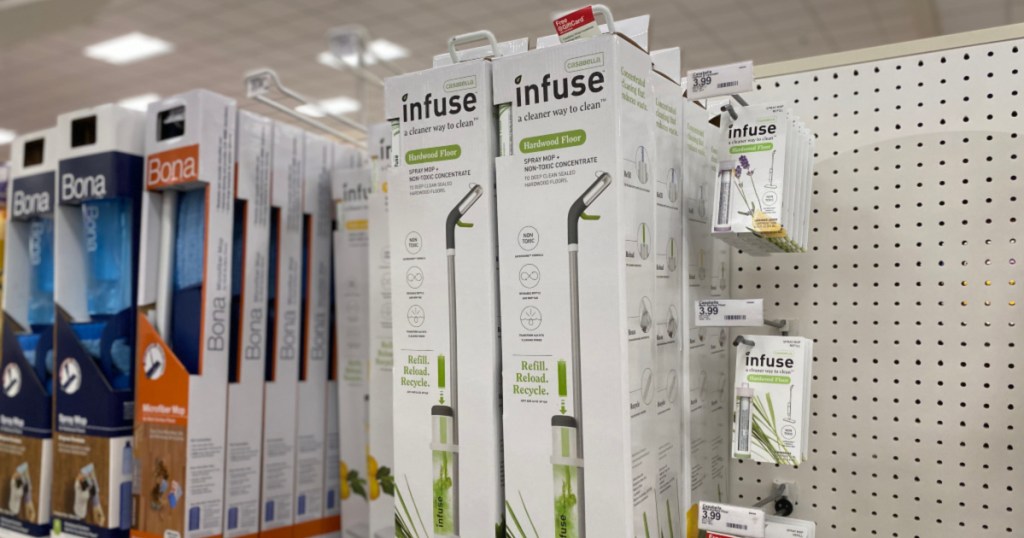 Casabella Infuse mop hanging on shelf at target