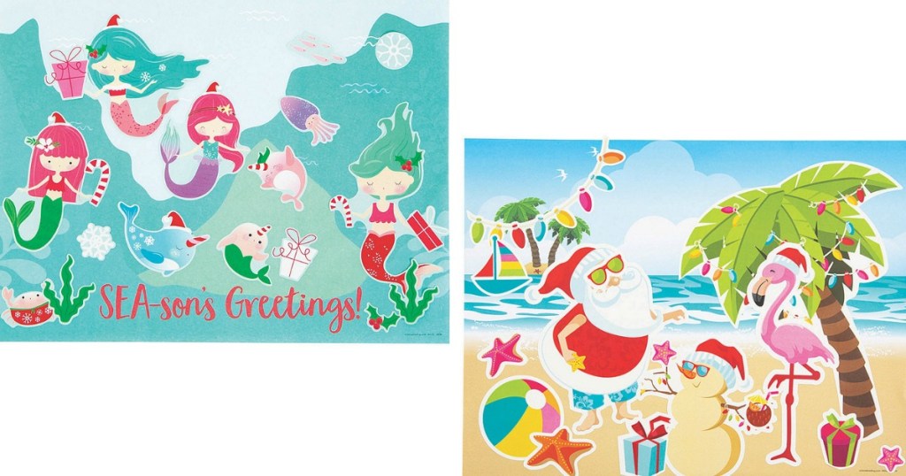 two Christmas Sticker Scenes