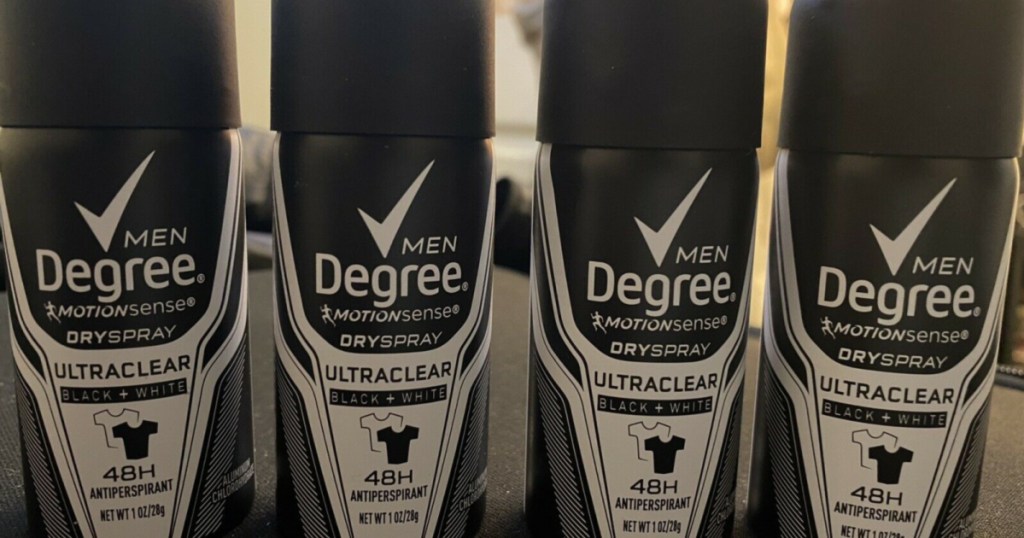 four small men's dry deodorant sprays