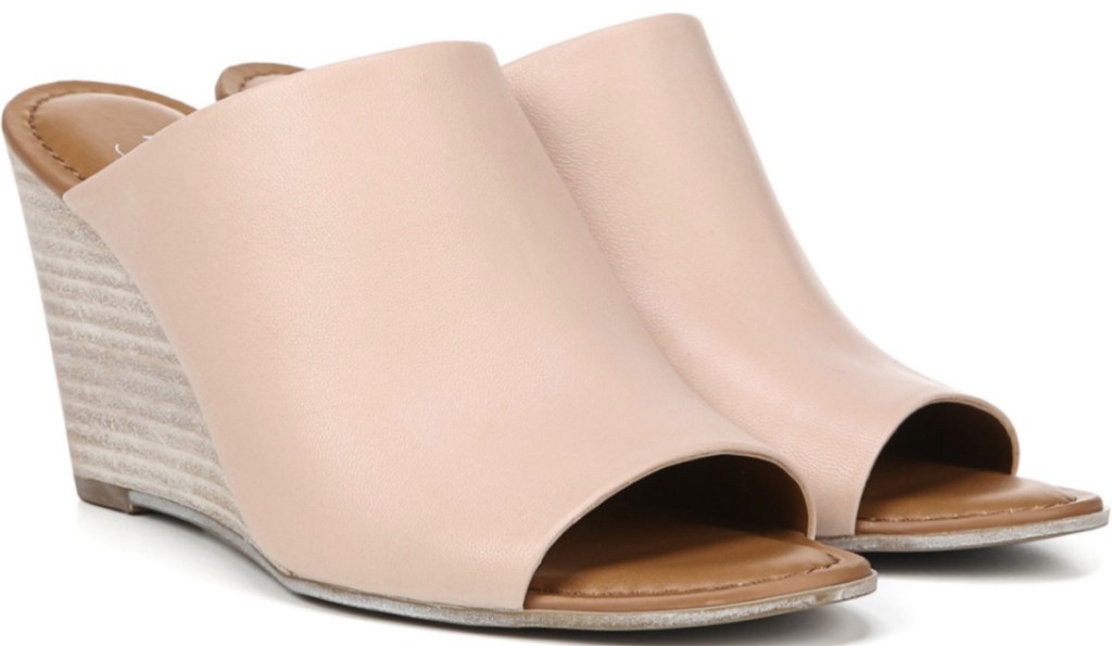 Pink wedge mules