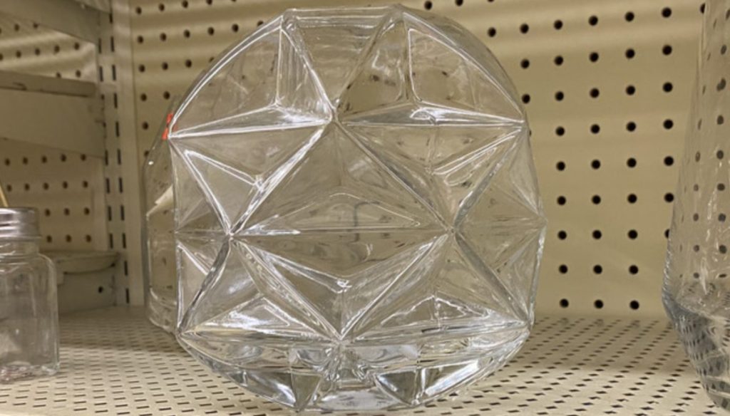 geometric sphere vase on store shelf