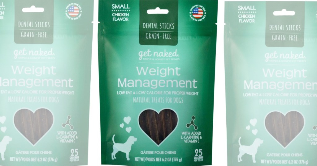 three bags of dog treats