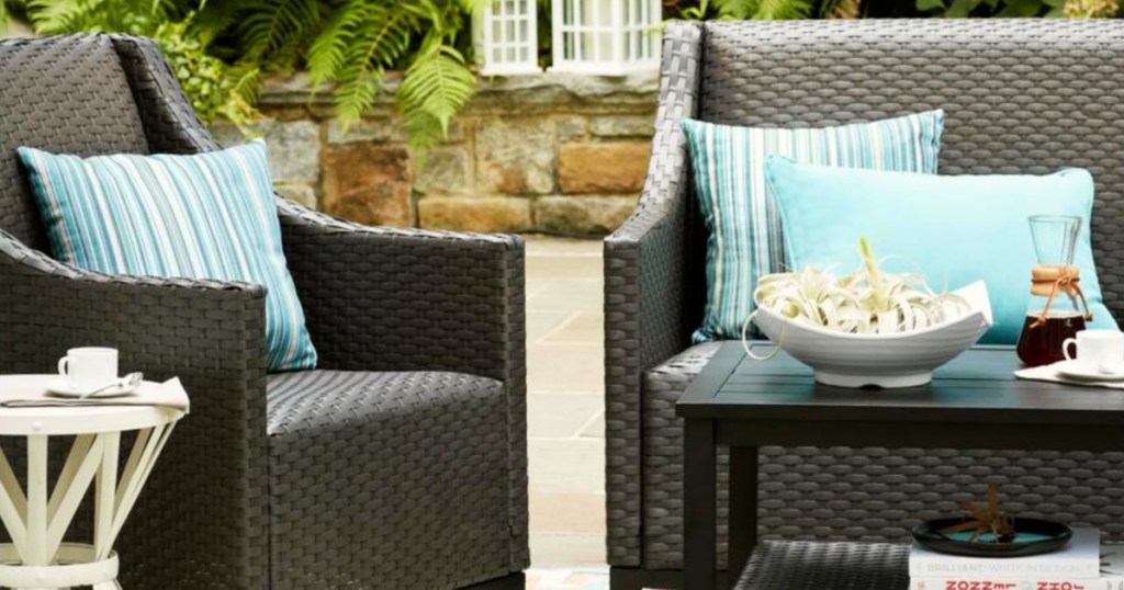 Hampton Bay Bainbridge 4-Piece Wicker Patio Conversation Set