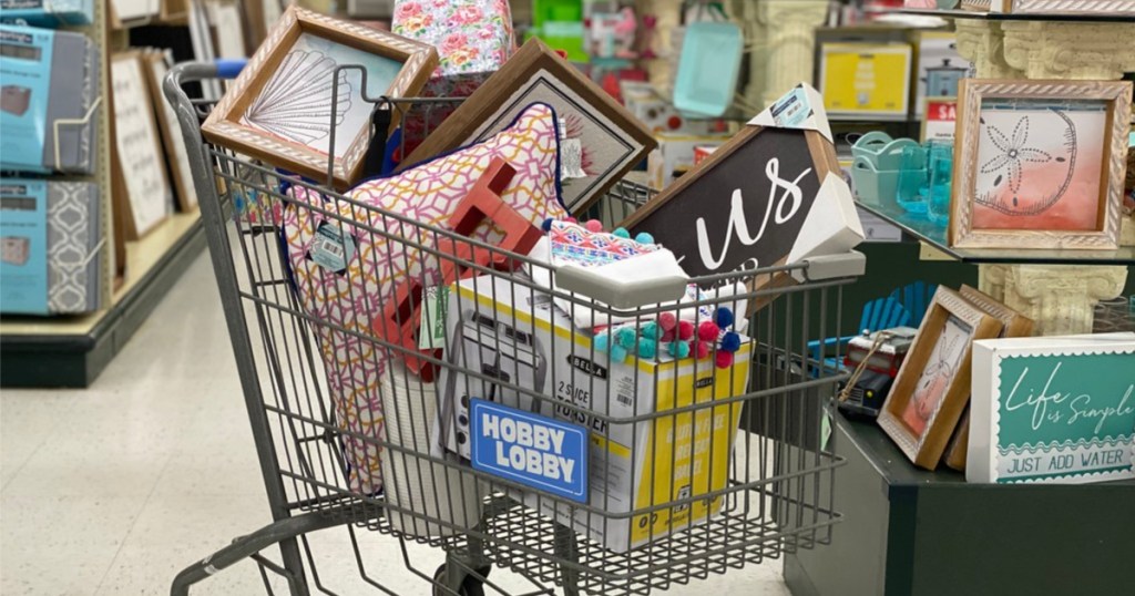 home items in shopping cart in store