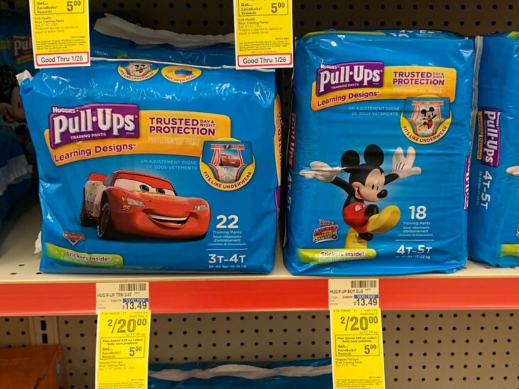 Huggies Pullups on store shelf