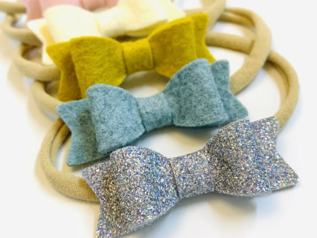 multiple baby headbands with bows