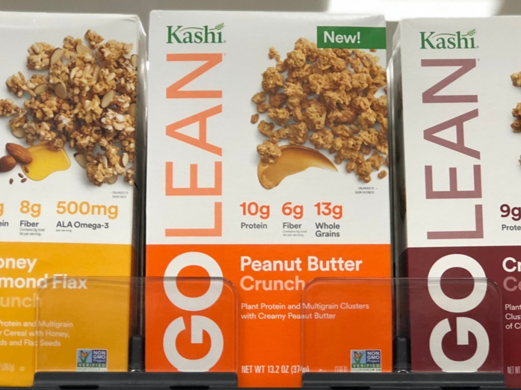 peanut butter cereal on store shelf