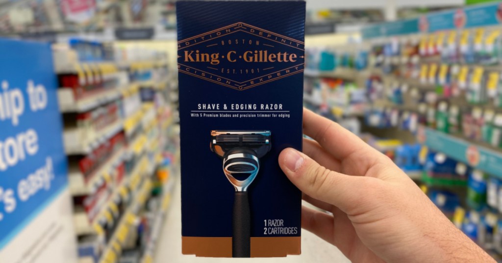 man hand holding up King C Gillette Razor