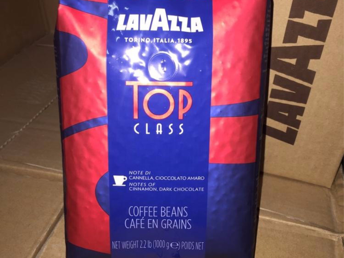 bag of coffee with box in background