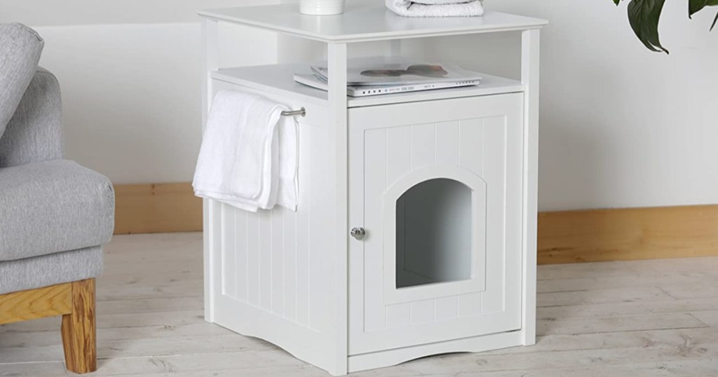 white litter box table 