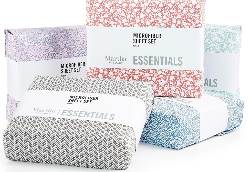 martha stewart sheet sets in various prints and colors