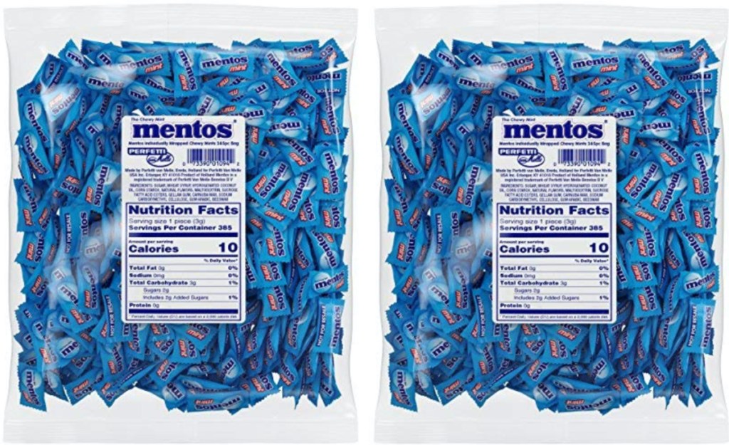 two bulk bags of mint chewy candies
