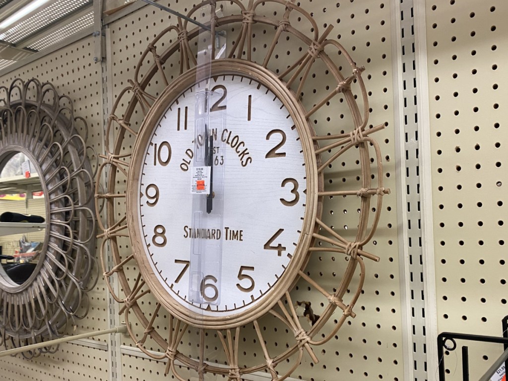 large decorative wall clock in store