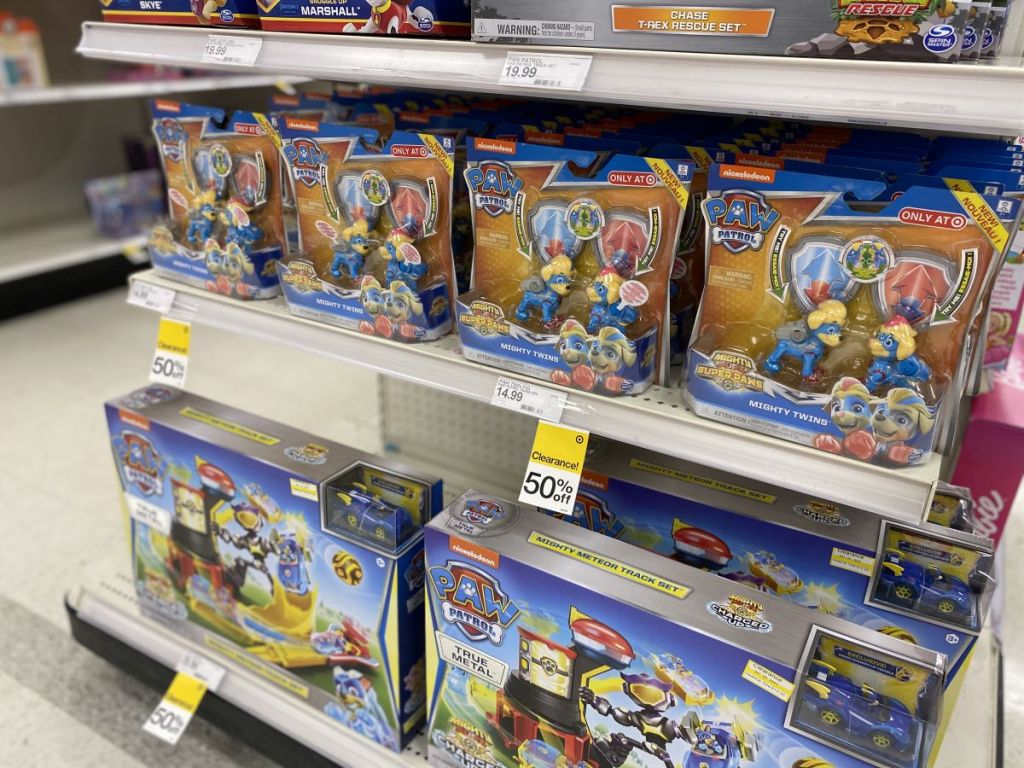 display of Paw Patrol Mini Figures