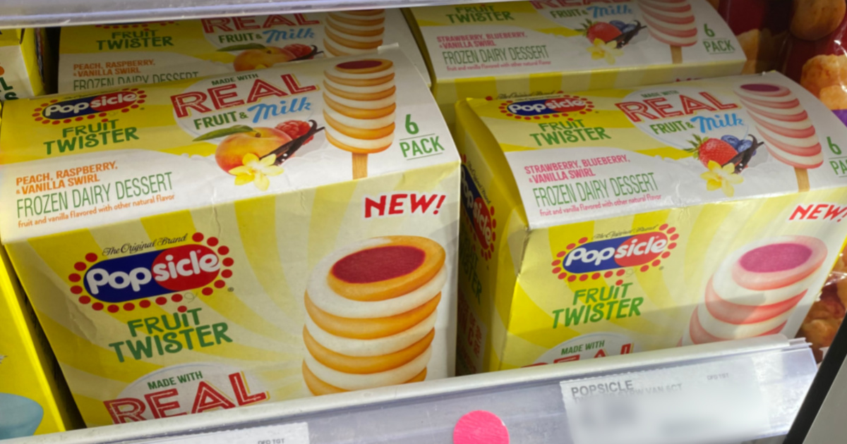 multiple boxes of popsicle fruit twisters in freezer at target