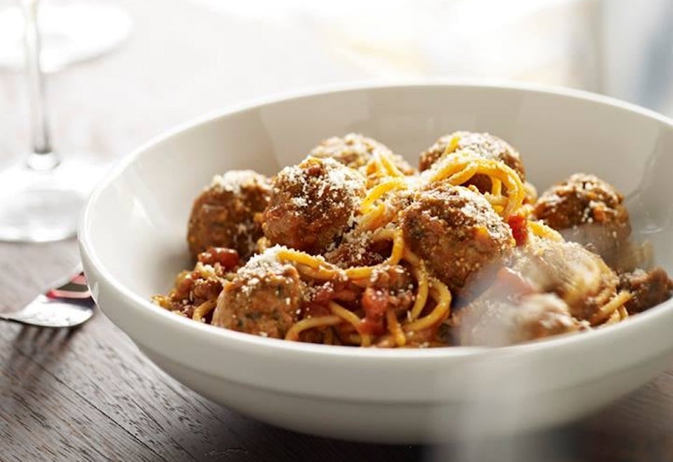 bowl of spaghetti and meatballs