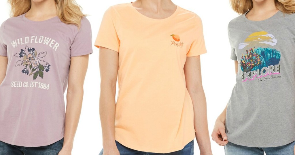 three women wearing Kohl's shirts