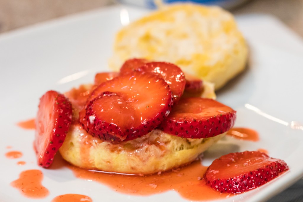strawberry over biscuit