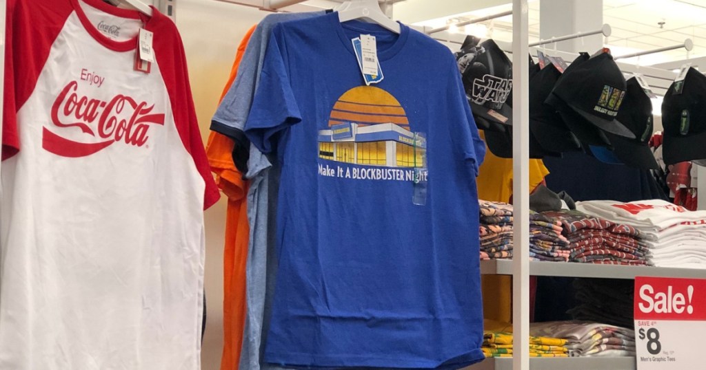 Men's Graphic Tee's Hanging on a display in-store Target 