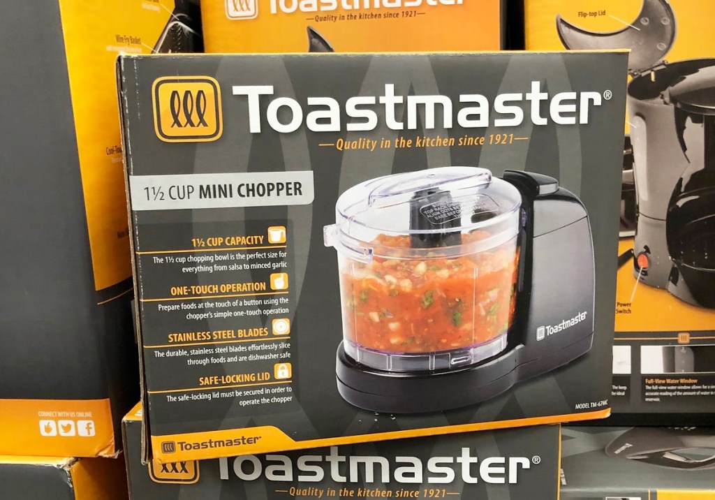 black box for the toastmaster mini chopper with salsa ingredients inside