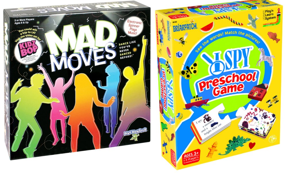 boxes for Mad Movies and I Spy Preschool games