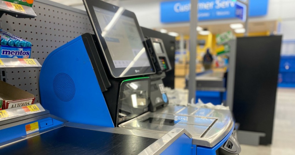 Walmart Self Checkout screen and conveyor belt