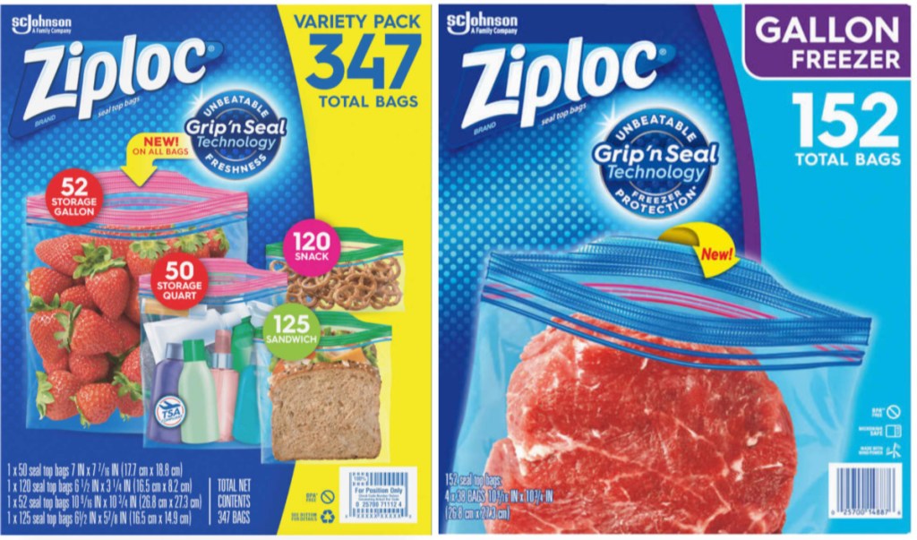 2 large ziploc variety pack boxes