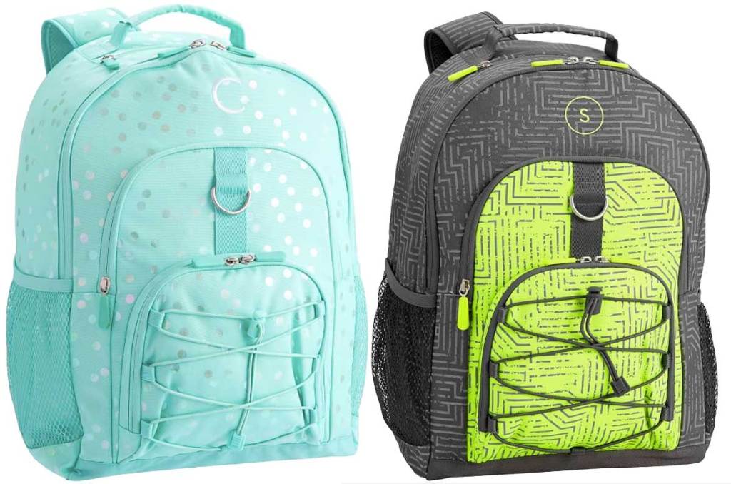 backpacks in light green and reflection gray