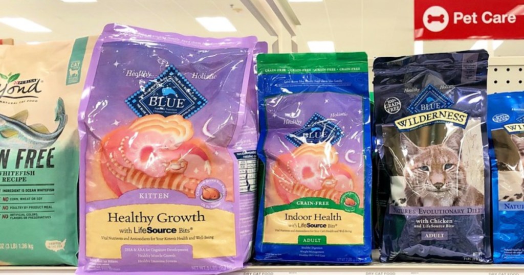 blue buffalo cat food on shelf at target