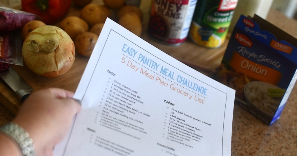 holding 5-day easy pantry meal plan 