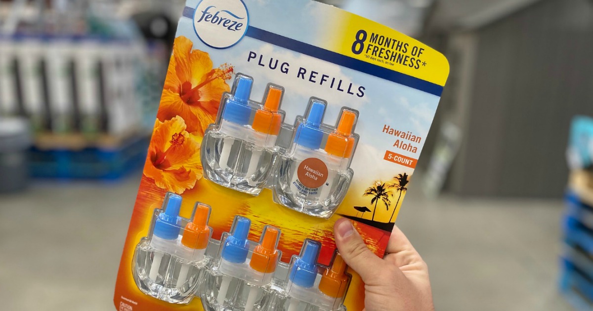 holding Febreze refills at Sam's Club 