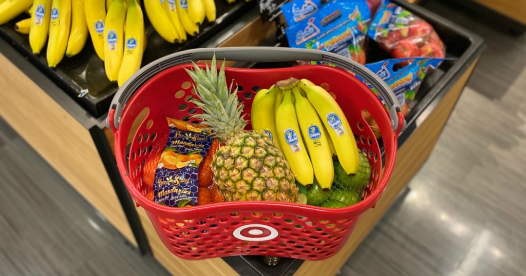 Target basket with fresh produce inside 