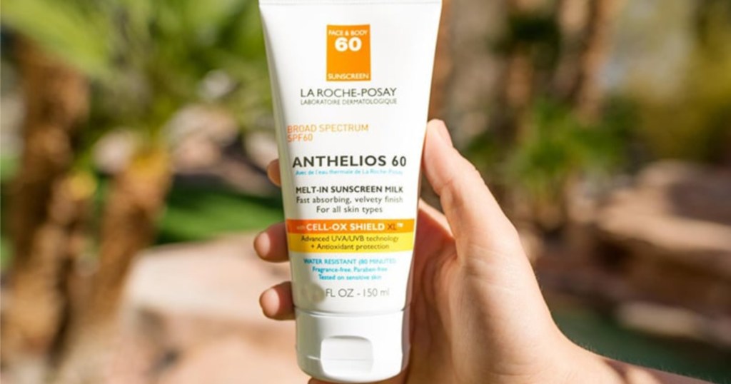 la roche posay sunscreen sample in hand