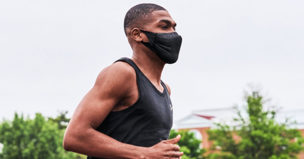 man running wearing an UA SportMask