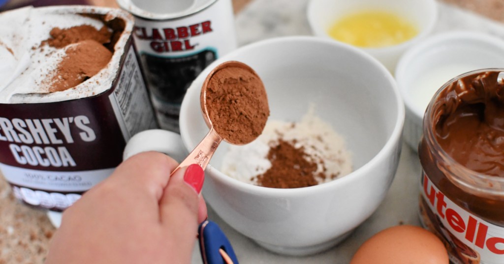 mixing dry ingredients for mug cake