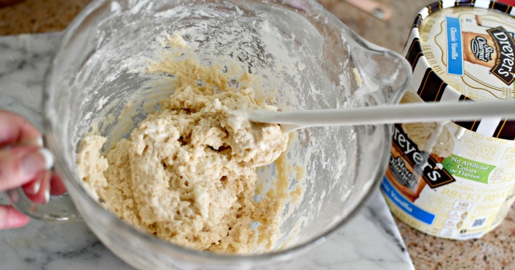 mixing ice cream bread batter