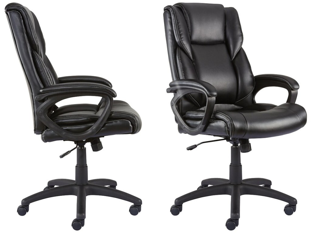 side and front view of black office chair