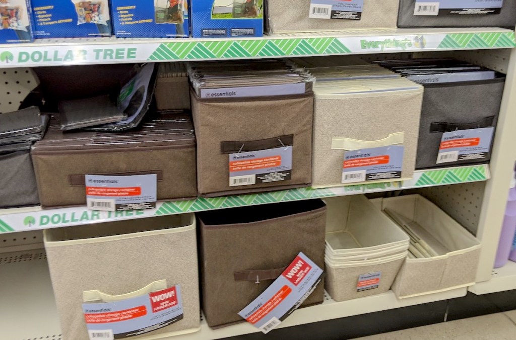 aisle of canvas storage container bins